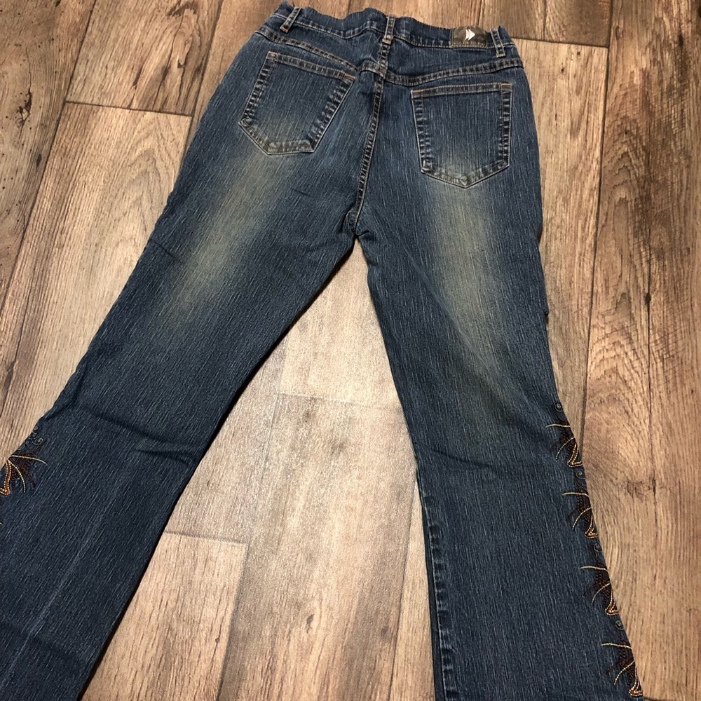 Fast Forward Embroidered Flare Jeans Dark Wash Boho Denim Women’s 28x31 - Picture 5 of 9